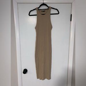 Zara khaki ribbed midi dress size M